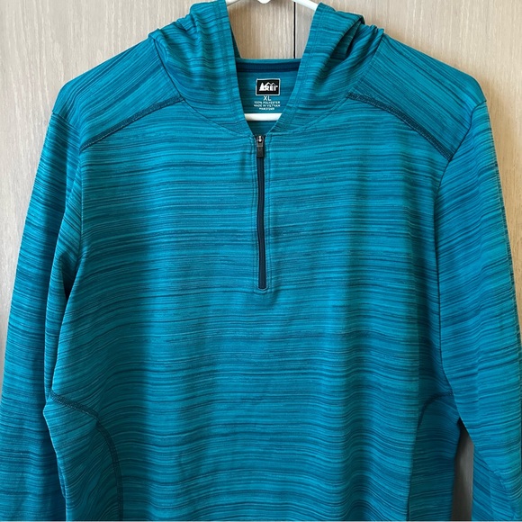 REI Teal Striped Pullover Hoodie - Picture 2 of 9